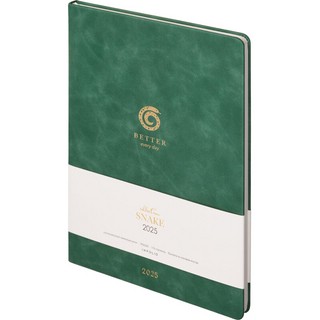 Еженедельник-планер датированный 2025 Infolio Snake (Змея) А4, 88 листов, твердая обложка из экозамши, зеленый 2