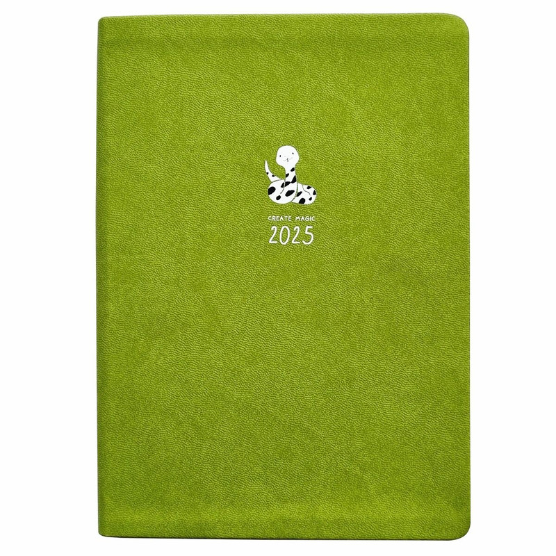 Датированный ежедневник планер 2025 Infolio 'Lucky Змея', А5 на 176 листов, мягкая обложка из экокожи, зеленый