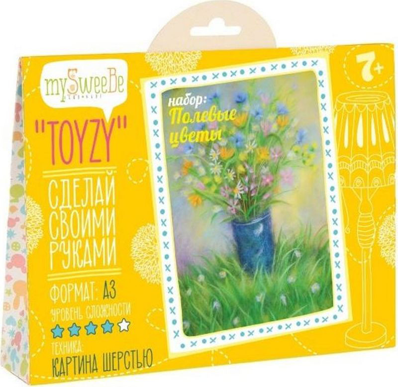 Картина шерстью Toyzy 'Полевые цветы' 20 х 20 см