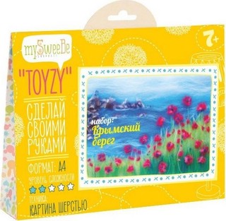 Картина шерстью Toyzy 'Крымский берег' 20 х 20 см