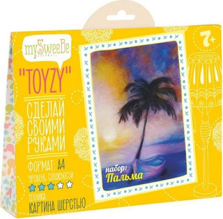 Картина шерстью Toyzy 'Пальма' 20 х 20 см