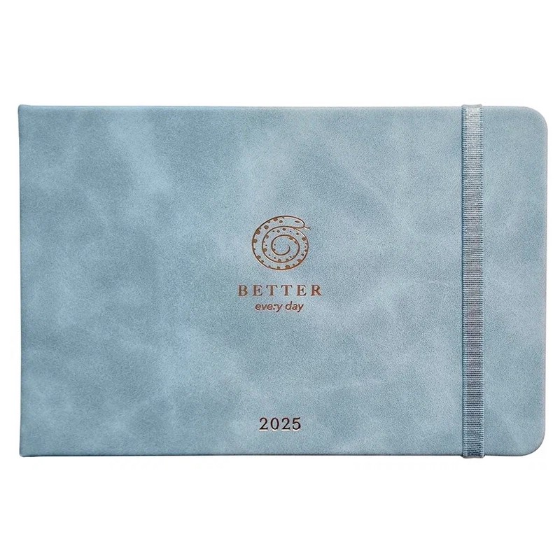 Датированный еженедельник планер 2025 Infolio 'Snake' (змея), А6, 64 листа, экозамша, голубой