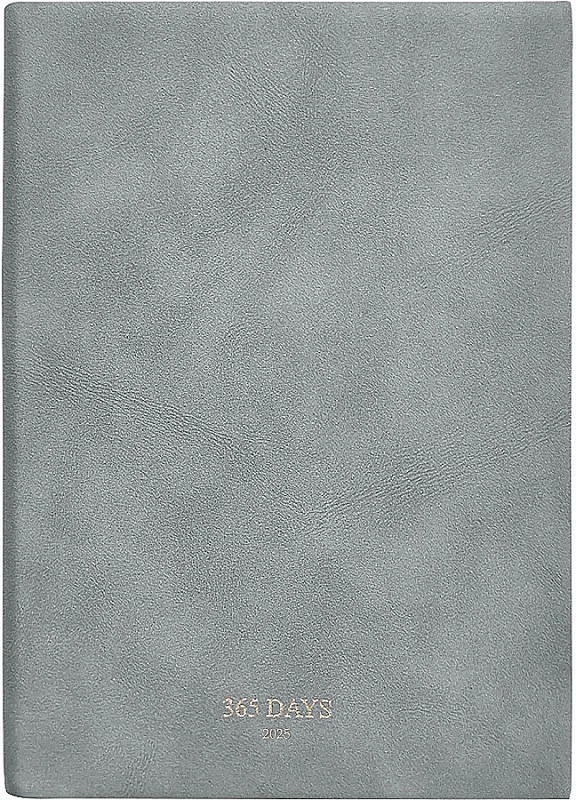 Датированный ежедневник планер 2025 Infolio '365days', А5 на 176 листов, мягкая обложка из экозамши, серый