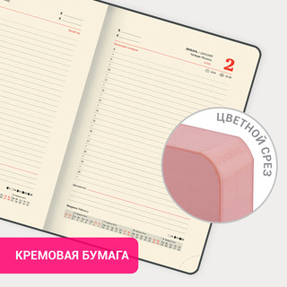 Ежедневник датированный 2025, А5, Brauberg Pastel, под кожу, гибкий, розовый 18