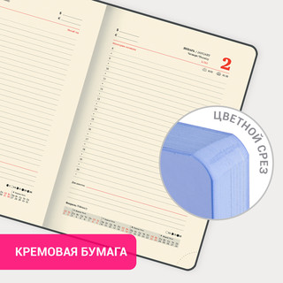 Ежедневник датированный 2025, А5, Brauberg Pastel, под кожу, гибкий, синий 18