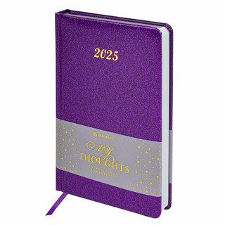 Ежедневник датированный 2025, А5, Brauberg Sparkle, под кожу,...