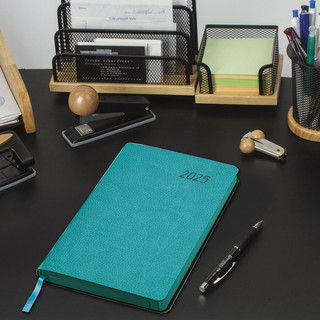 Ежедневник датированный 2025, А5, Brauberg Stylish, под кожу гибкий, бирюзовый 16