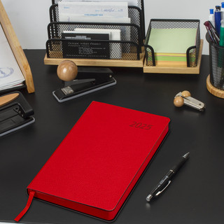 Ежедневник датированный 2025, А5, Brauberg Stylish, под кожу гибкий, красный 16