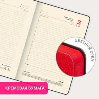 Ежедневник датированный 2025, А5, Brauberg Stylish, под кожу гибкий, красный 19