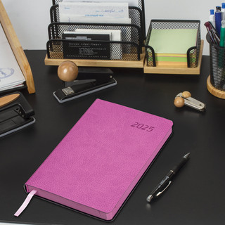 Ежедневник датированный 2025, А5, Brauberg Stylish, под кожу гибкий, розовый 16