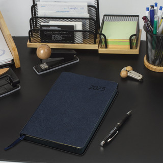 Ежедневник датированный 2025, А5, Brauberg Stylish, под кожу гибкий, темно-синий 16