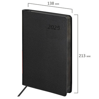 Ежедневник датированный 2025, А5, Brauberg Stylish, под кожу гибкий, черный 2