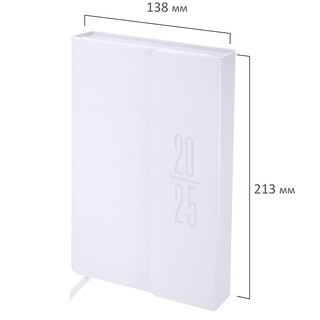 Ежедневник датированный 2025, А5, Brauberg Towny, под кожу, клапан, белый 2