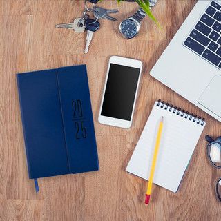 Ежедневник датированный 2025, А5, Brauberg Towny, под кожу, клапан, синий 15