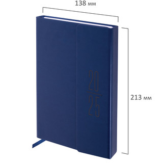 Ежедневник датированный 2025, А5, Brauberg Towny, под кожу, клапан, синий 2