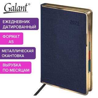 Ежедневник датированный 2025, А5, Galant Infinity Gold, под кожу, темно-синий 16