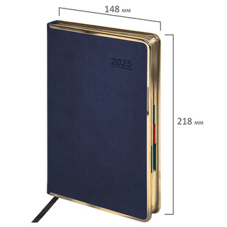 Ежедневник датированный 2025, А5, Galant Infinity Gold, под кожу, темно-синий 2