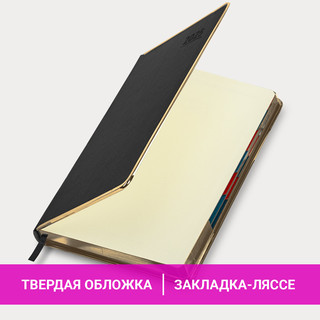 Ежедневник датированный 2025, А5, Galant Infinity Gold, под кожу, черный 17