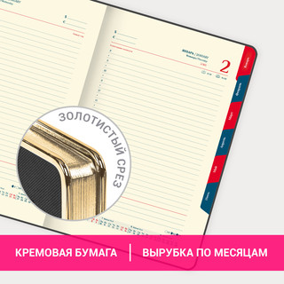 Ежедневник датированный 2025, А5, Galant Infinity Gold, под кожу, черный 18