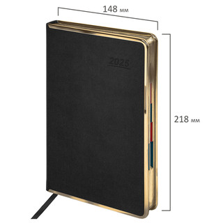 Ежедневник датированный 2025, А5, Galant Infinity Gold, под кожу, черный 2