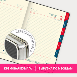 Ежедневник датированный 2025, А5, Galant Infinity Silver, под кожу, серый 18