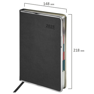 Ежедневник датированный 2025, А5, Galant Infinity Silver, под кожу, серый 2
