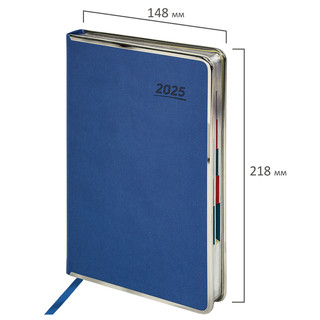 Ежедневник датированный 2025, А5, Galant Infinity Silver, под кожу, синий 2