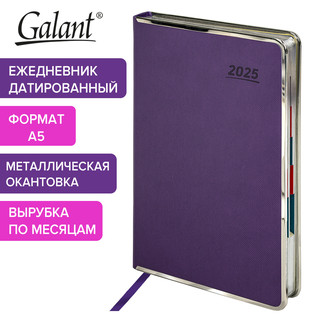 Ежедневник датированный 2025, А5, Galant Infinity Silver, под кожу, фиолетовый 16