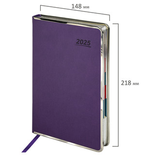Ежедневник датированный 2025, А5, Galant Infinity Silver, под кожу, фиолетовый 2