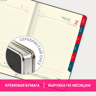 Ежедневник датированный 2025, А5, Galant Infinity Silver, под кожу, черный 18