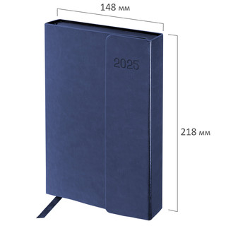 Ежедневник датированный 2025, А5, Galant Magnetic, под кожу, клапан, синий 2