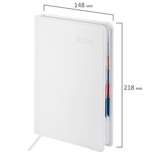 Ежедневник датированный 2025, А5, Galant White, под кожу, белый 2