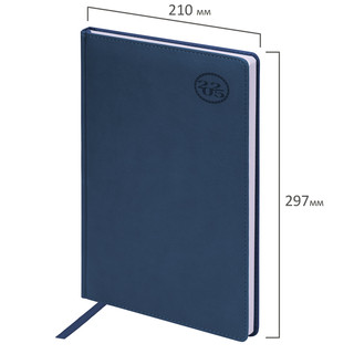 Ежедневник датированный 2025, А4, Brauberg Favorite, под кожу, синий 2