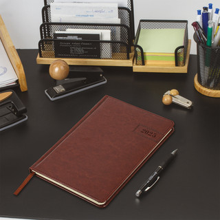 Еженедельник датированный 2025, А5, Brauberg Imperial, под кожу, коричневый 14