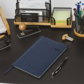 Еженедельник датированный 2025, А5, Brauberg Imperial, под кожу, синий 14