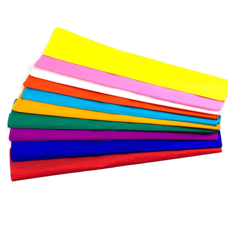 Бумага крепированная 50х200 см, 10 рулонов, 10 цветов, Alingar