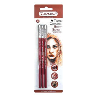 Набор угольных карандашей 3 шт, Acmeliae, жженая сиена в блис...