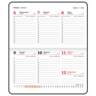 Еженедельник датированный 2025, А6, Brauberg 'Rainbow', под кожу, бирюза 13