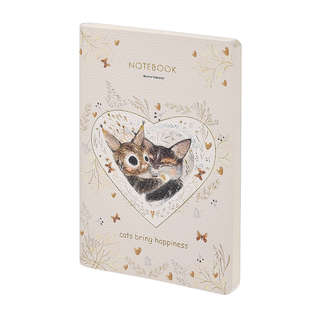 Тетрадь А6, 60 листов, линейка, 'Котики приносят счастье' Bru...