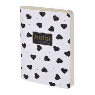 Тетрадь А6, 60 листов, линейка, 'Black&White Сердечки' BrunoV...