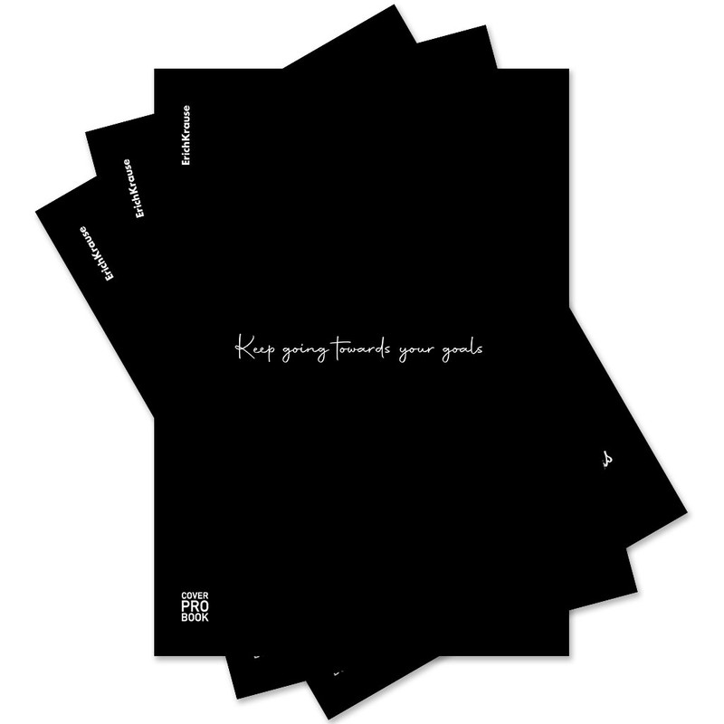 Тетрадь А4, 48 листов в клетку, обложка пластик, на скобе, ErichKrause CoverProBook Words, черный, ассорти. Цена за 1 шт.