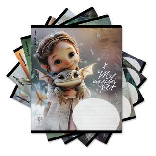 Тетрадь 12 листов в клетку, ErichKrause Magic Pet, ассорти. Ц...