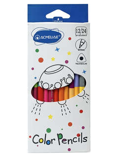 Набор карандашей 12 шт / 24 цвета, двусторонние трехгранные, ...