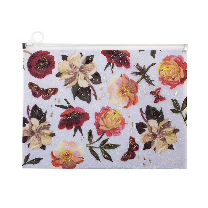 Папка  А4, BV 'Пионы' с пластиковой застежкой