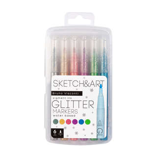 Скетч-маркеры 6 цветов 'Sketch&Art', с блестками, арт. 22-0187