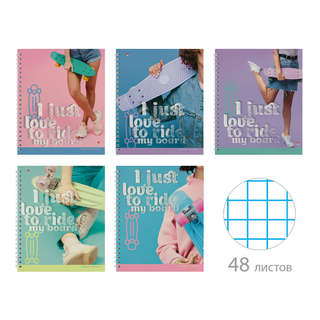 Тетрадь общая А5, 48 листов, клетка 'Penny Board' в ассортиме...