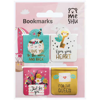 Закладки магнитные для книг, 4шт., MESHU 'Key to heart'