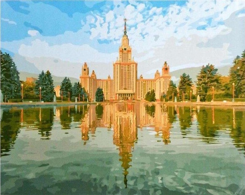 Картина по номерам 'Университет им. Ломоносова' 40х50 см (зеленая)