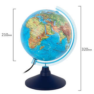 Глобус интерактивный + очки VR, физический / политический, Globen, 21 см, с подсветкой 6