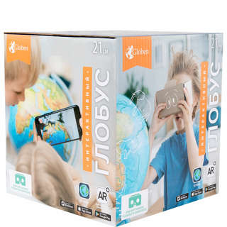 Глобус интерактивный + очки VR, физический / политический, Globen, 21 см, с подсветкой 8